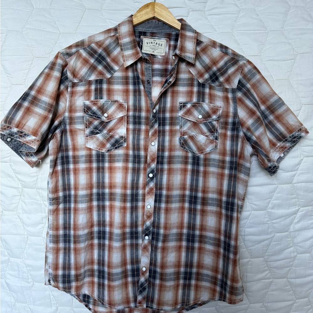 BKE vintage pearl snap short sleeve shirt
